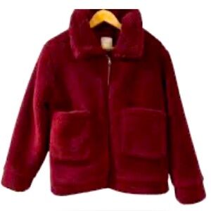 Elodie Deep Red Kids Puffer Jacket, ELODIE Girls Wubby Teddy Bear Full Zip